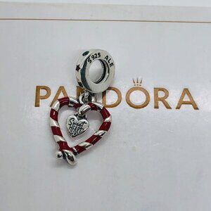 ✨🔥Pandora Double Candy Cane Heart Christmas Dangle Charm
